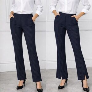 H&M Navy Pinstripe Zip-Hem Pants